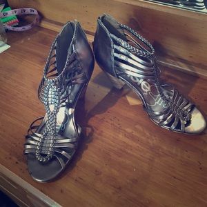 Metallic strappy sandals